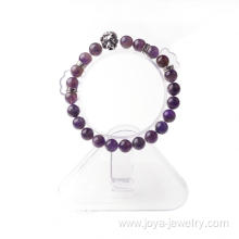 Amethyst Semi Precious Stone Elastic Beaded Bracelet